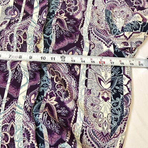 Chico's white purple paisley print long sleeve collared top womens sz 0 - Picture 7 of 7
